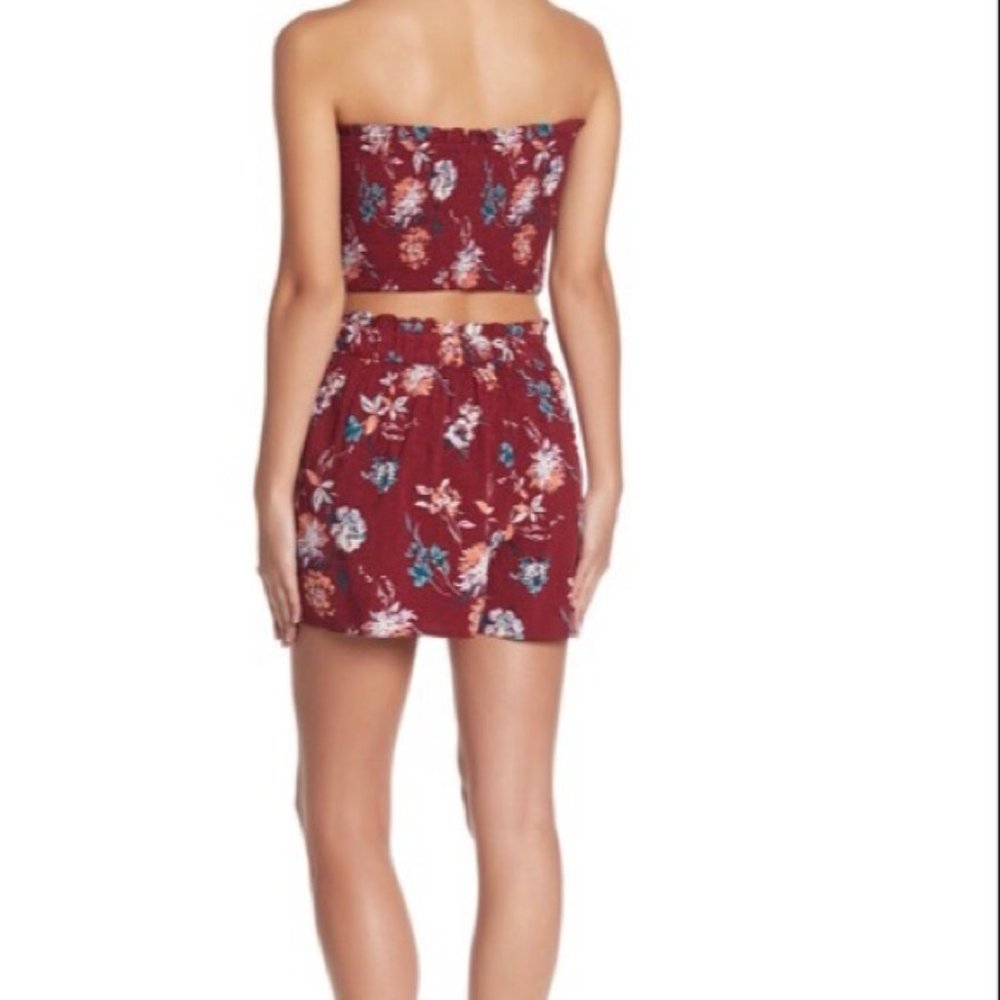 Abound maroon XXL floral high waisted shorts